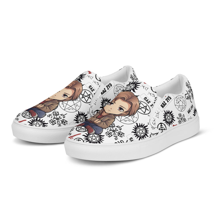 Sam Winchester All-Over Print Women's Slip-On Canvas Shoes - Fandom-Made