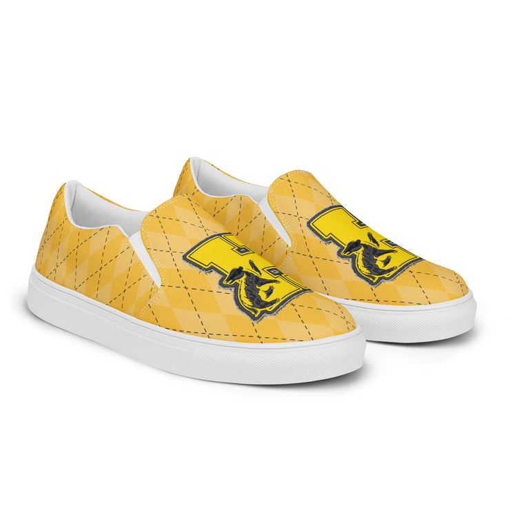 Hufflepuff H Embroidery Design Women's Slip-On Canvas Shoes - Fandom-Made