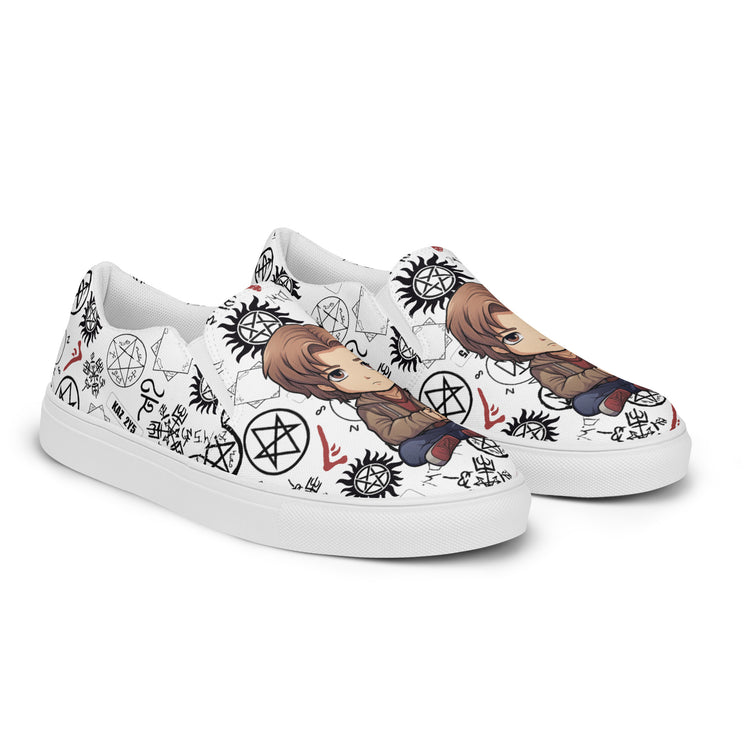 Sam Winchester All-Over Print Women's Slip-On Canvas Shoes - Fandom-Made