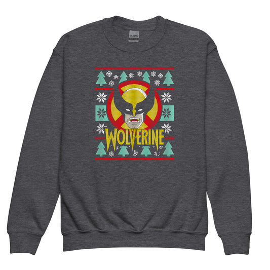 Wolverine Ugly Christmas Sweater Youth Crew Neck Sweatshirt - Fandom-Made