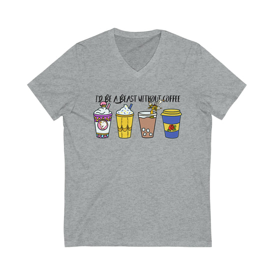 Beast Without Coffee Short Sleeve V-Neck Tee - Fandom-Made