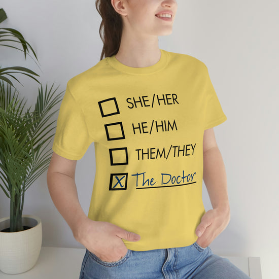 Doctor Who - Pronouns Unisex Jersey Short Sleeve Tee - Fandom-Made