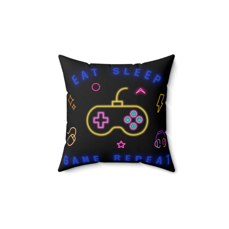 Eat, Sleep, Game, Repeat Square Pillow - Fandom-Made