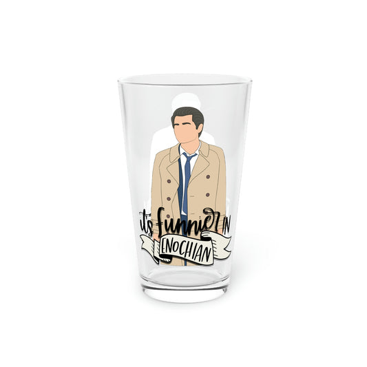 It's Funnier in Enochian Pint Glass - Fandom-Made