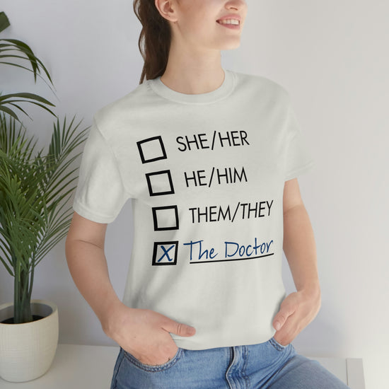 Doctor Who - Pronouns Unisex Jersey Short Sleeve Tee - Fandom-Made