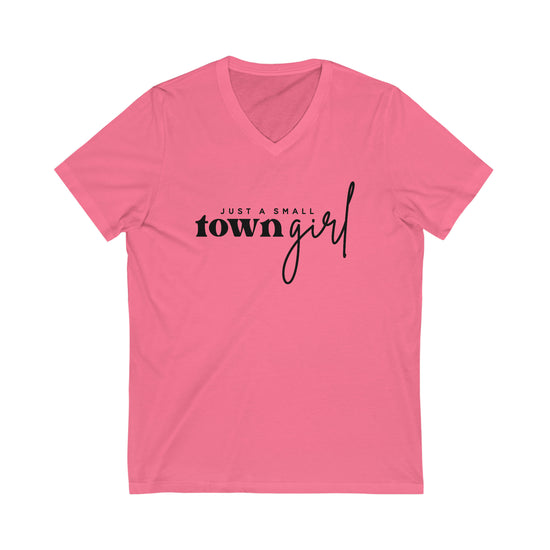 Just a Small Town Girl Short Sleeve V-Neck Tee - Fandom-Made