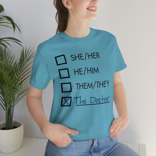 Doctor Who - Pronouns Unisex Jersey Short Sleeve Tee - Fandom-Made