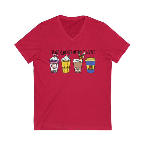 Beast Without Coffee Short Sleeve V-Neck Tee - Fandom-Made