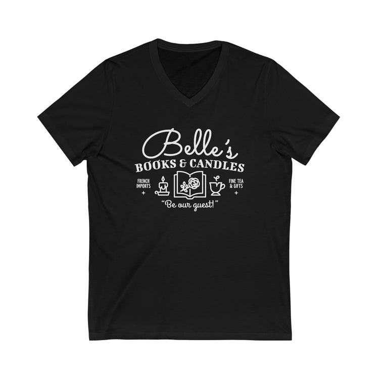 Belle's Books and Candles Short Sleeve V-Neck Tee - Fandom-Made