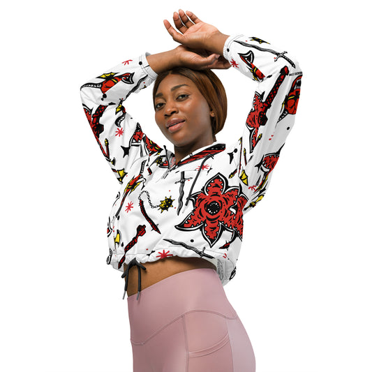 Stranger Things Hellfire Icons Women’s cropped windbreaker - Fandom-Made