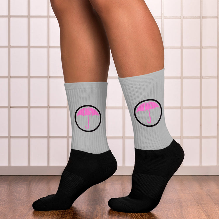 Allison Hargreeves Socks - Grey with Pink Umbrella - Fandom-Made