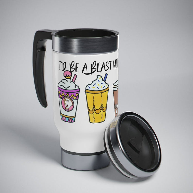 Beast Without Coffee Travel Mug with Handle - Fandom-Made