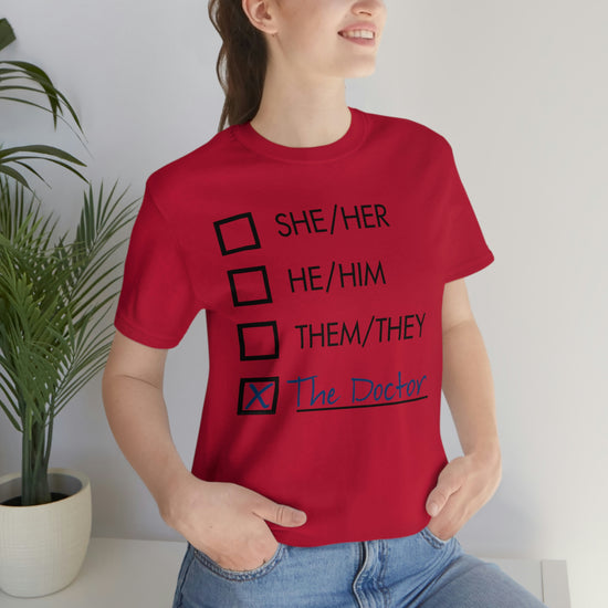 Doctor Who - Pronouns Unisex Jersey Short Sleeve Tee - Fandom-Made