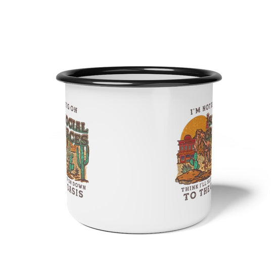 Friends in Low Place Enamel Camp Cup - Fandom-Made