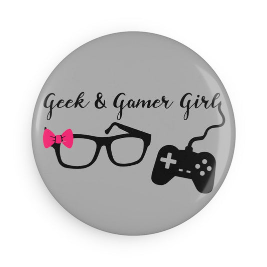 Gamer Geek Girl Button Magnet, Round - Fandom-Made
