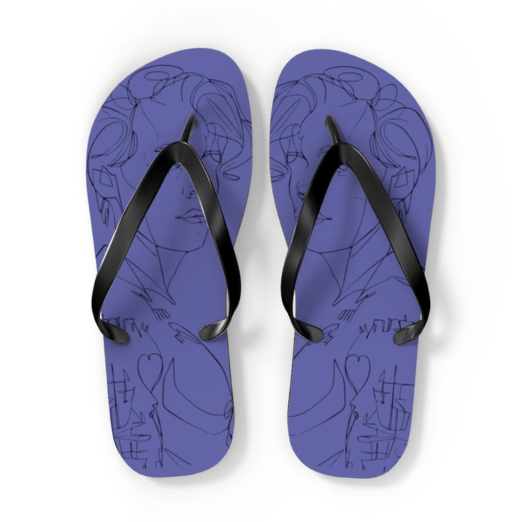 Harry Styles Outline (Veri Peri) Flip Flops - Fandom-Made