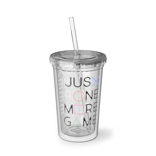 Just One More Game Suave Acrylic Cup - Buttons - Fandom-Made