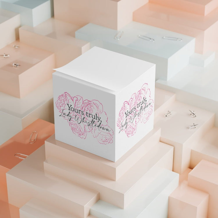 Lady Whistledown Note Cube - Pink Flowers - Fandom-Made