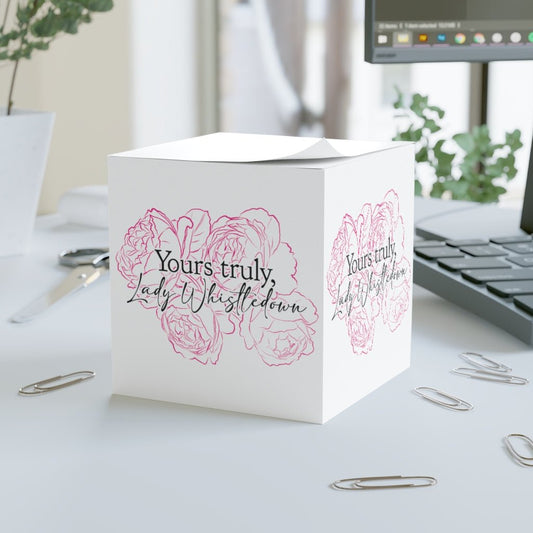 Lady Whistledown Note Cube - Pink Flowers - Fandom-Made