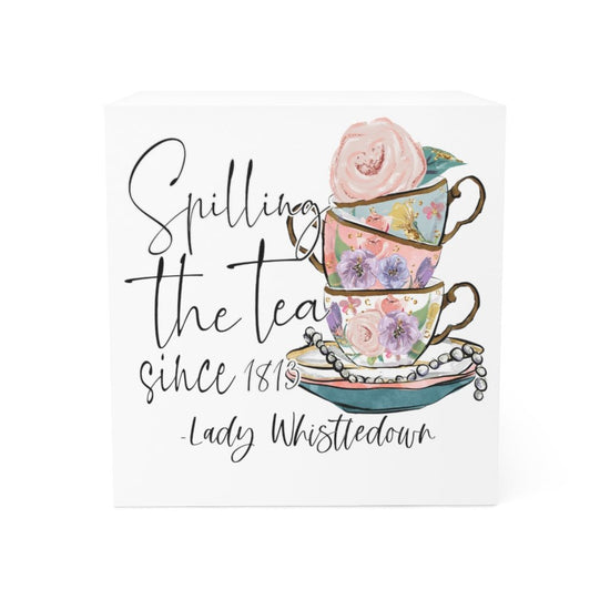 Lady Whistledown Note Cube - Spilling the Tea (cups) - Fandom-Made