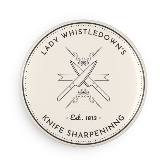 Lady Whistledown's Knife Sharpening Button Magnet - Fandom-Made