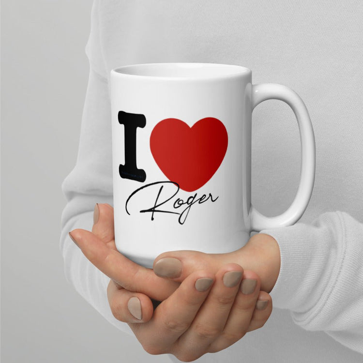 Outlander Inspired Double Sided White glossy mug - I ❤️Roger - Fandom-Made