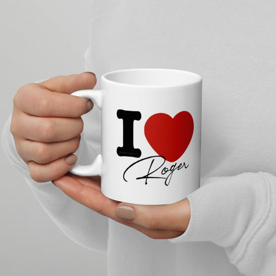 Outlander Inspired Double Sided White glossy mug - I ❤️Roger - Fandom-Made