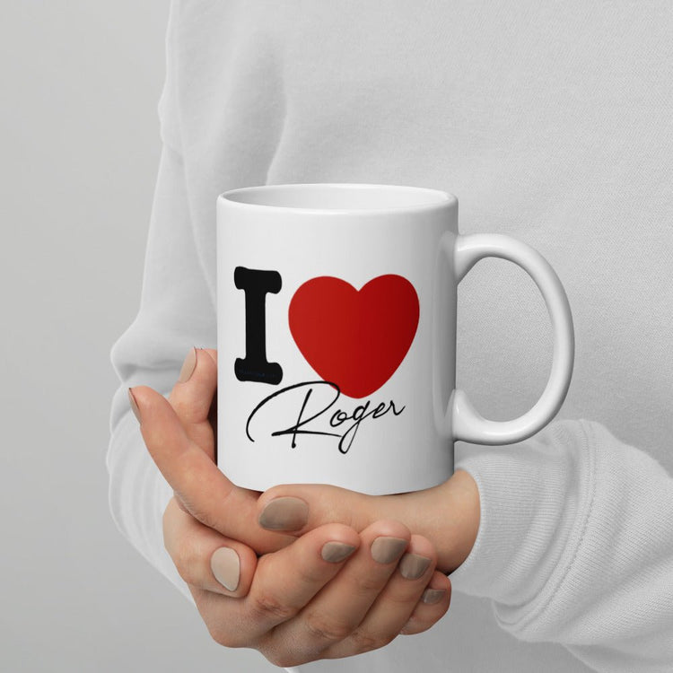 Outlander Inspired Double Sided White glossy mug - I ❤️Roger - Fandom-Made