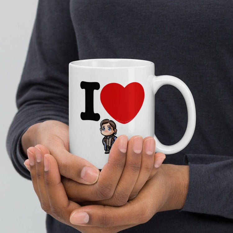 Outlander Inspired Double Sided White glossy mug - I❤️Roger (Colonial Small Star) - Fandom-Made