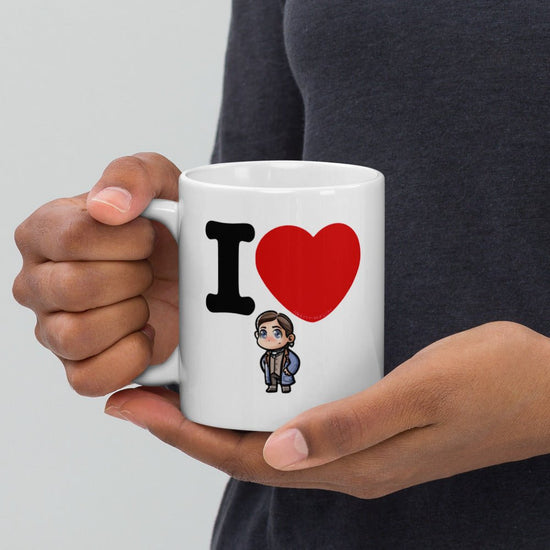 Outlander Inspired Double Sided White glossy mug - I❤️Roger (Colonial Small Star) - Fandom-Made