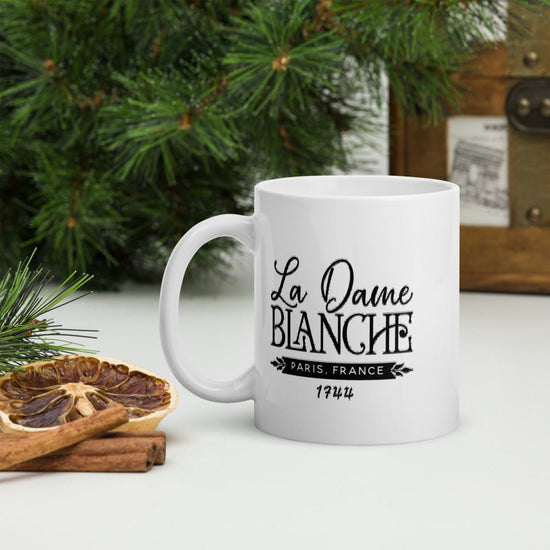 Outlander Inspired White glossy mug - La Dame Blanche - Fandom-Made