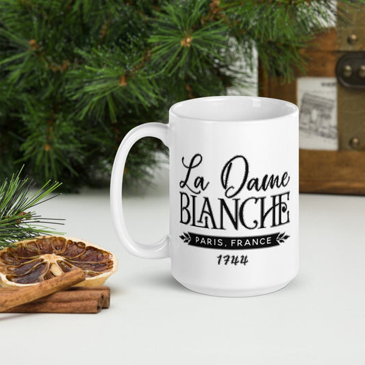 Outlander Inspired White glossy mug - La Dame Blanche - Fandom-Made