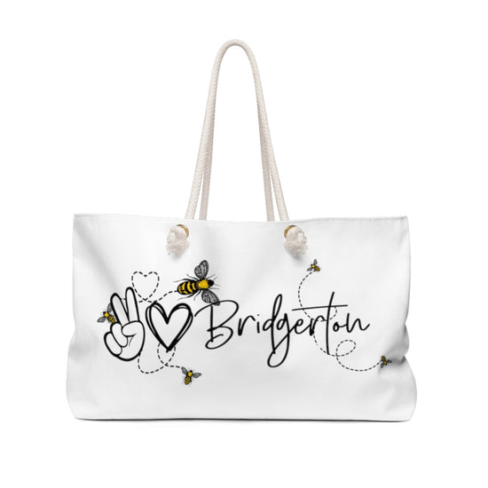 Peace, Love Bridgerton (colored bees) Weekender Bag - Fandom-Made