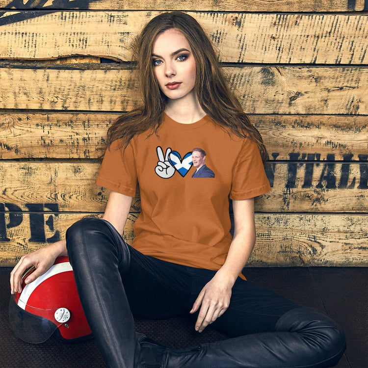 Peace, Love, Sam Heughan (flag) Unisex t-shirt - Fandom-Made