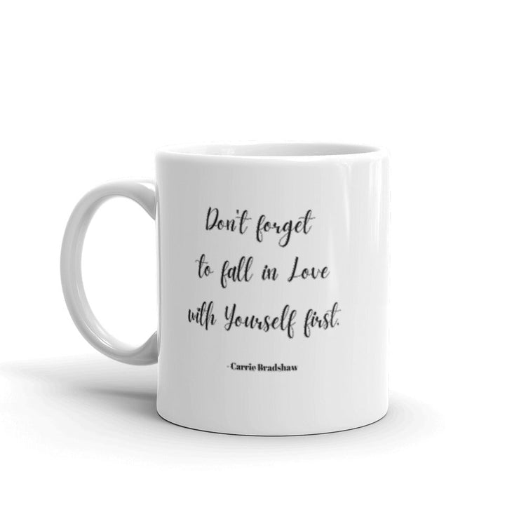 Sex & The City Inspired Double Sided White glossy mug - Carrie Bradshaw (quote) - Fandom-Made