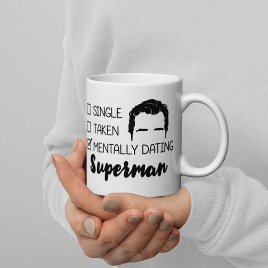 Superman Inspired Double sided White Glossy Mug - Mentally Dating - Fandom-Made