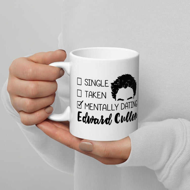 Twilight Inspired Double Sided White glossy mug - Mentally Dating Edward - Fandom-Made