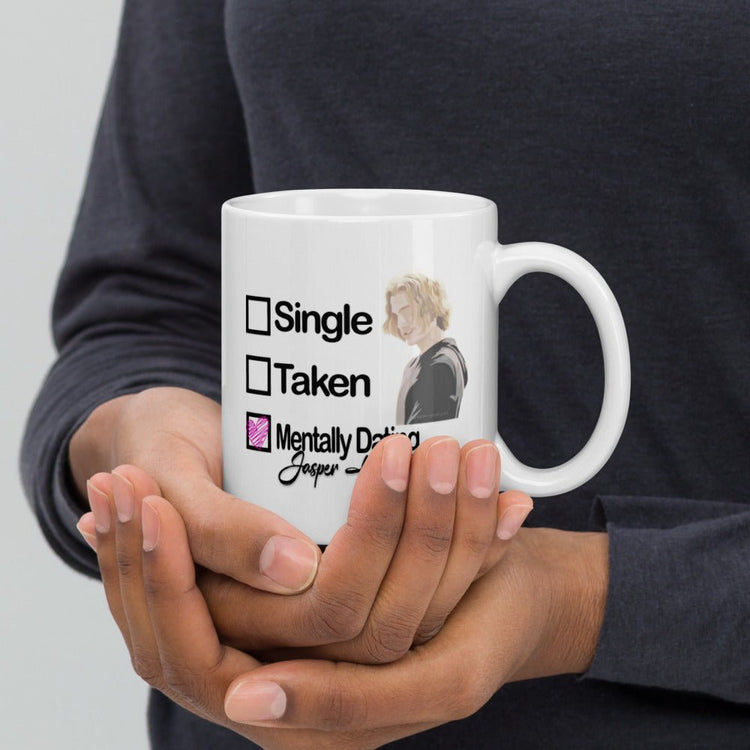 Twilight Inspired Doubled Sided White glossy mug - Mentally Dating Jasper Hale - Fandom-Made