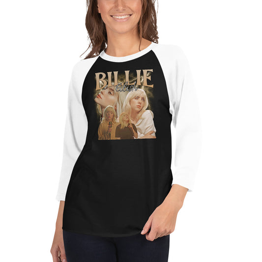 Billie Eilish 3/4 sleeve raglan shirt - Fandom-Made