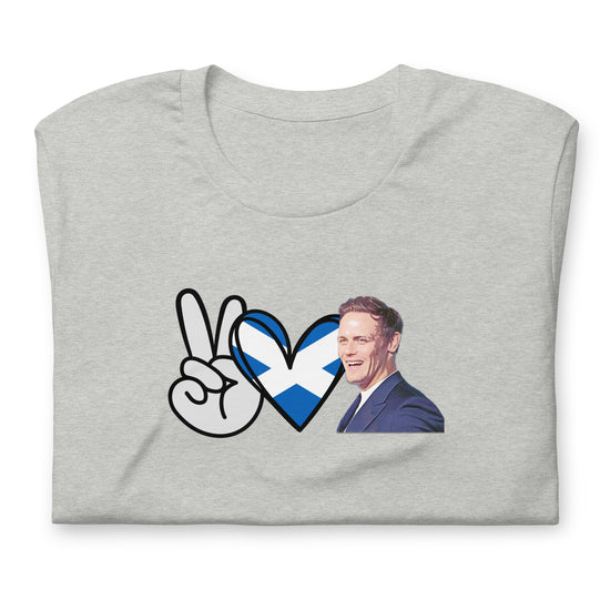 Peace, Love, Sam Heughan (flag) Unisex t-shirt - FANdom Made