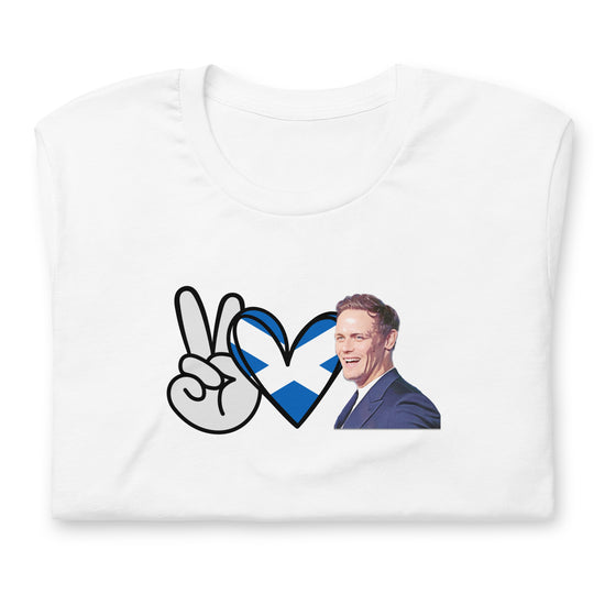 Peace, Love, Sam Heughan (flag) Unisex t-shirt - FANdom Made