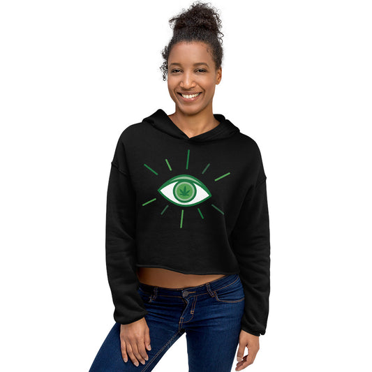 Pot Leaf Third Eye Crop Hoodie - Fandom-Made