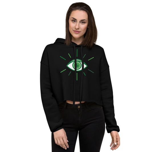 Pot Leaf Third Eye Crop Hoodie - Fandom-Made