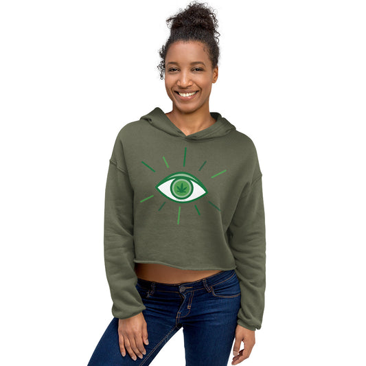 Pot Leaf Third Eye Crop Hoodie - Fandom-Made