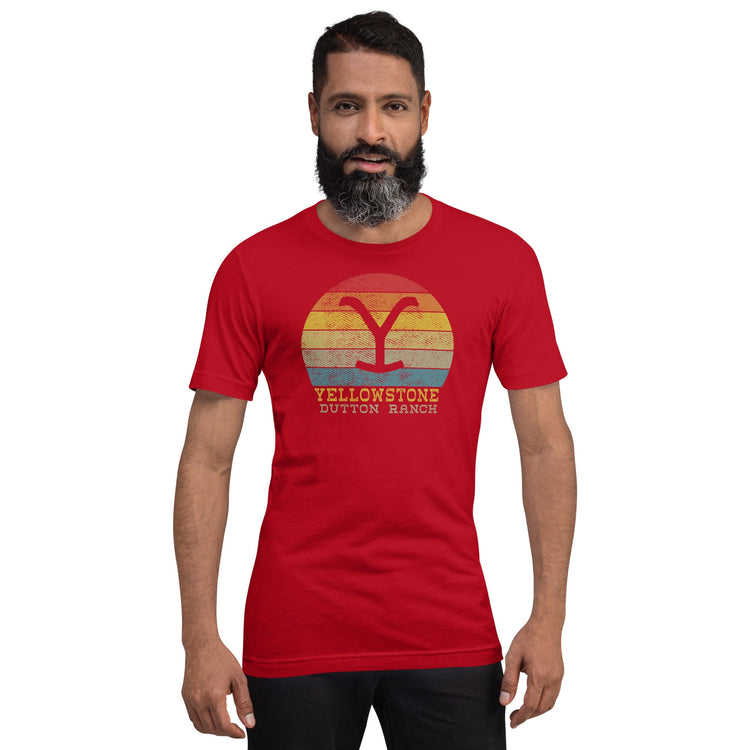 Yellowstone t-shirt - Retro Sunset - Fandom-Made