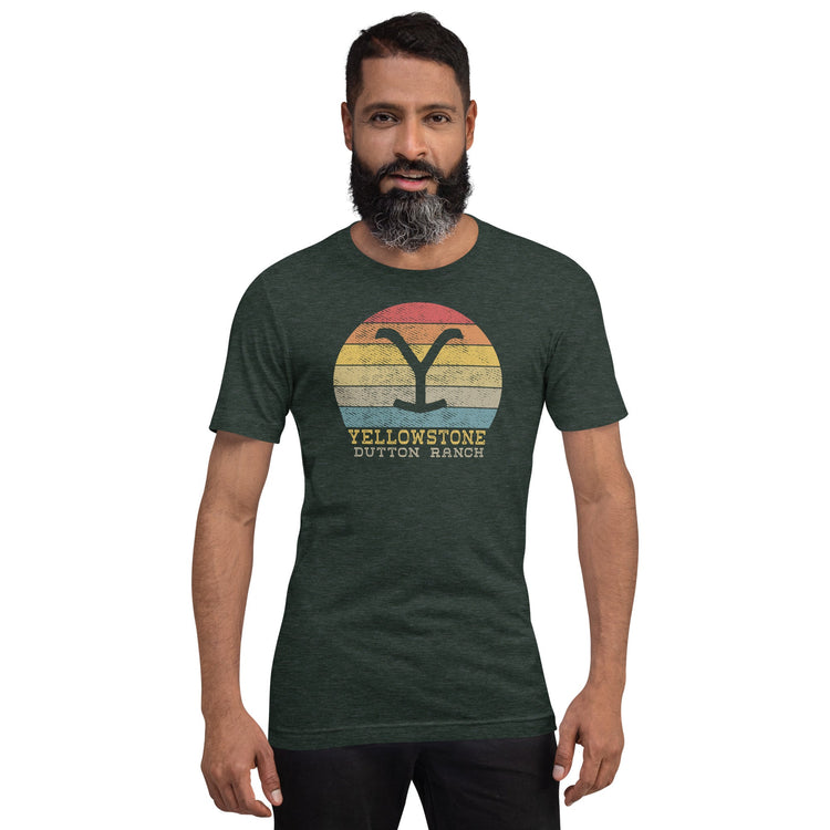 Yellowstone t-shirt - Retro Sunset - Fandom-Made